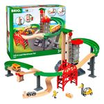 BRIO World Lift & Load Warehouse Set - 32-Piece FSC-Certified Wood Train Set - Works with All BRIO Wooden Railway Sets - Includes 4-Level Elevator, Vehicles, Tracks & Full Lift Load Station - Ages 3+