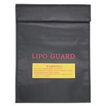 LiPo Guard, Fiber Li-Po Battery Safety Bag Fireproof Document Bag Resistant Explosion Guard for RC Batteries Protect Your Valuables Documents Money Jewelry 23 * 30cm Black