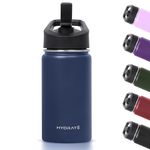 Hydrate Stainless Steel Water Bottle Kids - 400ml - Insulated Bottle with Spill Proof Straw Lid - Double Wall Insulation for Cold & Warm Drinks - Easy to Carry - Kids Drinks Bottle - Blue