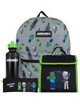 Minecraft Backpack And Lunch Bag Set | Creeper Scool Backpack With Lunch Bag | Backpack Set | One Size Black