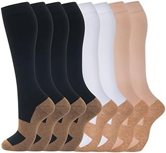 fenglaoda 8 Pairs Compression Socks for Men & Women 20-30 mmHg Knee High Nurse Pregnant Running Medical and Travel Athletic