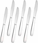 AEX Dinner Knives 6 Pieces, Table Knife, Stainless Steel with Mirror Polished Steak Knives Cutlery Set, Butter Knives Set, Dishwasher Safe.[Silver]