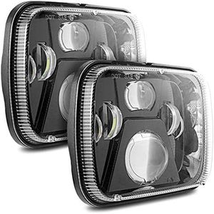 Auxbeam 2 Pcs 110W 5x7 Led Headlights Sealed Beam Headlamp with High Low Beam H6054 6054 Led Headlight for Jeep Wrangler YJ Cherokee XJ H5054 H6054LL 6052 6053(Black) Black