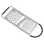 Amazon Basics Rectangular Stainless Steel Flat Cheese and Vegetable Grater with Non-Slip Handle and Base, Dishwasher Safe, Silver & Black (Previously AmazonCommercial brand)