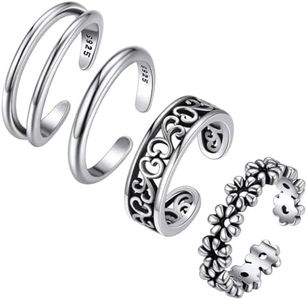 ChicSilver Adjustable Toe Ring for Women 925 Sterling Silver Open Tail Ring Band Hawaiian Foot Jewelry 4PCS