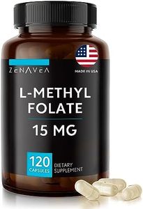 L-Methylfolate 15mg - L Methyl Folate Supplement, 5-MTHF for Folic Acid Deficiency - Max Absorption and Potency - l-methylfolate 15 mg - Methyl folate 15 mg - 120 Vegan Capsules, Non-GMO Gluten Free