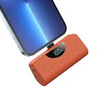 Pxwaxpy 5200mAh Mini Portable Charger, Upgraded Ultra-Compact PD 18W Power Bank Small Phone Battery Pack with LCD Display Compatible with iPhone 14/14 Pro Max/13/13 Pro Max/12/11/XR/X/8/7,etc-Orange