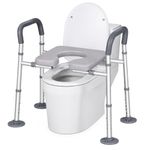 VEAYVA SafeSeat 3-in-1 Raised Toilet Seat, Portable Commode Chair & Toilet Safety Rails for Elderly and Disabled | Height Adjustable, Soft Cushioned Seat, Suction Vacuum Legs, Heavy Duty Bathroom Safety Aid