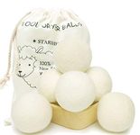 Wool Dryer Balls (Pack of 6 XL), Premium Reusable New Zealand Organic Non-toxic Natural Fabric Softener, Saves Drying Time, Baby Safety, No Chemicals, Can Reduce Wrinkles and Electrostatic Adhesion