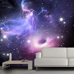 KOMNNI Custom 3D Mural, Blue Space Nebula Large Removable Mural, Modern Starry Galaxy Wallpaper Decorate Bedroom Living Room Office