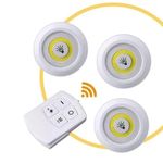 XERGY LED Under Cabinet Wireless Lights, COB LED Touch Lights with Remote Control, Battery Powered Touch Sensor Cabinet Lights, LED Tap Night Lights for Kitchen, Bedroom, Stairs (3 Piece with Remote)