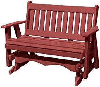 Amish Craftsmanship Made in USA 3-Person 5FT Plastic Poly Lumber Wood Glider Premium Colors HDPE with No wood fibers Memorial Patio Porch Glider Mission Series English design 1000 lbs Limit