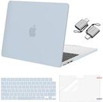 MOSISO Compatible with MacBook Air 13 inch Case 2024 2023 2022 M3 A3113 M2 A2681 Touch ID, Plastic Hard Shell&Keyboard Cover&Screen Film&Type C Adapter for MacBook Air 13.6 inch Case, Baby Blue