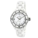 Peugeot Ceramic Wrist Watch with Sport Bezel Swarovski & Crystal Markers, White