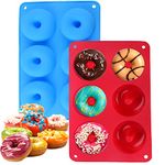 2 PCS Silicone Donut Molds 6 Cavity Non-Stick Safe Silicone Donut Baking Pan Silicon Doughnut Mould for Cake Biscuit Bagels Muffins