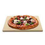 Cook N Home 02663 Pizza Grilling Baking Stone, 16-inch x 14-inch Rectangular x 5/8-inch Thick, Cream