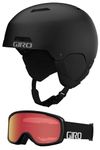 Giro Ledge Combo Pack Ski Helmet - Snowboarding Helmet with Matching Goggles Matte Black/Black Wordmark M (55.5-59cm)