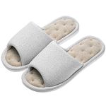 AhfuLife Echoapple Women Mens Unisex Washable Cotton Open-Toe Home Slippers Indoor Shoes Comfy Velvet Lined Memory Foam Indoor Shoes Grey(Size: 7/8 UK)