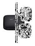 AtOdds - Pre-Cut Audio Buds Skin Sticker Wrap - Compatible for OnePlus Buds 2 Pro (Coverage - Charging Case only)(B&W-Graffiti)