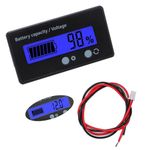 VooGenzek Battery Capacity Voltmeter Meter Monitor, Lead-acid Lithium Li-ion Battery Capacity Meter Voltage Tester, LCD Display DC 12V 24V 36V 48V Battery Meter (Blue Light)