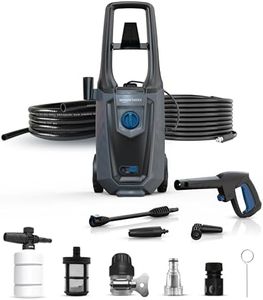 Amazon Basics Pressure Washer 1800W, 130 Bar, 6.5 L/min Flow, 10m Hose, Copper Winding Motor, Auto Stop, 5m Power Cord | Includes 10 Accessories | Ideal for Car, Bike and Outdoor Cleaning