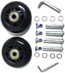 LOTOWELZON 2pcs Luggage Suitcase Replacement Wheels, 64mm Rubber Inline Roller Skate Wheels with 8mm(0.31") ABEC-7 608ZZ Bearings Repair Kits (Black, OD64xW24mm/2.51" x0.94)