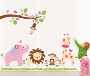 Decals Design 'Baby Cartoon Animal Kingdom Kids' Room Wall Sticker (PVC Vinyl, 50 cm x 70 cm), Multicolour