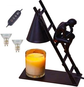 YODEWA Candle Warmer Lamp with Timer and Dimmer Wood Base, Modern Black Electric Candle Lamp Warmer for Jar Candles, Valentines Day Gifts for Daughter/Mom/Women Home Decor - Modern Black
