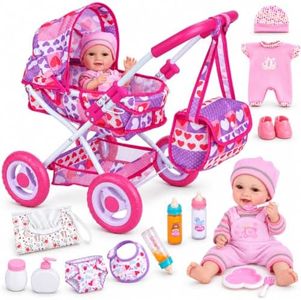 BABESIDE Baby Doll Stroller Set with 12 Inch Doll, 14 Pcs Doll Accessories
