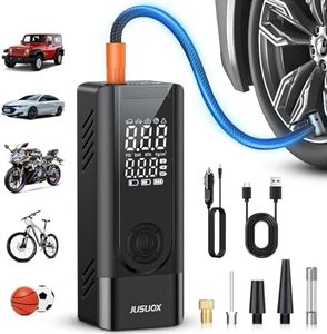 Tire Inflator Portable Air Compressor, 150PSI Cordless Air Pump for Car Tires, Battery & 12V DC Dual Power Electric Bike Tire Pump with Digital Pressure Gauge, LED Light, for Motorcycle, Ball