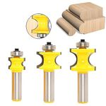 Sinoprotools Bullnose Bead Router Bits, 1/2-Inch Shank 3 Bits Set, Half Round Beading Bits, Edge Roundover Corner Woodworking Milling Cutter, Radius 1/8'', 1/4'', 5/16