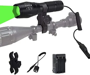 WINDFIRE Green LED Light 300 Yards Tactical Flashlight Zoomable Spot Flood Light Torch Coyote Hog Fox Predator Varmint Hunting Lamp Kits with Pressure Switch, Scope Mount
