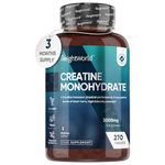 Creatine Monohydrate Tablets 3000mg - 270 Creatine Tablets - Gym Supplement for Men & Women - Creatine Monohydrate Powder Alternative - Vegan & Keto Unflavoured Energy Supplement for Workout