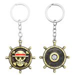 Bkinpid Anime luffy Keychain Keychain Pirate Skull Key Chain Rotatable Keyring, Brown, Medium