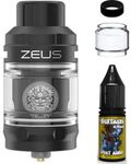 Zeus Tank BLACK Compatible With Geekvape Z Sub-Ohm Coils Inc. 1x Z2 0.2 Ohm + 1x Z1 0.4ohm Mesh Coil + Extra Large Bubble Glass + 10ml NIGHTMARE Juice + Band Nicotine Free