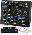 Pyle Bluetooth Mini Audio Podcast Mixer - Live Streaming For PC Computer iPhone Broadcasting Voice Changer V8 Sound Card with 12 Sound Effects,3 Inputs, Mic Input - PKSCRD208.5