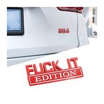 Fuck IT Edition Emblem for Car, 3D Stickers for Auto Fender Bumper, Cool Badge Decoration Decal for Men and Women, Vehicle Exterior Replacement Accessories for SUV, Truck, Laptop (Red/White)