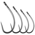 Luroad 50pcs Barbless Carp Coarse Eyed Fishing Hook Size 2, 4, 6, 8, 10, Available in Teflon Coated Curved Shank Hook and Wide Gape Hook for Freshwater Saltwater (Hook size 10, Curved Shank)