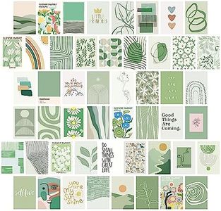 Sage Green Room Decor Aesthetic Poster 50-Piece Danish Pastel Prints for Bedroom(Green)