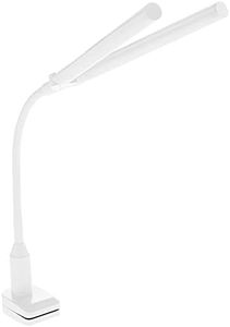 Daylight Company Duolamp Clamp Light, Double Head, Touch Dimmable Desk Lamp, 4 Brightness Level, Ideal for Hobbies, Art, Beauty Salons, Reading and More, White [Energy Class A]