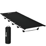 Outsunny Lightweight Camping Bed, Aluminium Portable Camp Cot Sleeping Bed w/Strong Support 150kg and Carry Bag for Outdoor Overnighter Camping, Hiking, Travel, RV, Black
