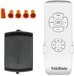 YUKIHALU 3-in-1 Small Size Universal Ceiling Fan Remote Control Kit, 4 Countdown Timing 3 Fan Speeds and Light ON/Off, Wireless Remote and Receiver Kits for Ceiling Fan Lamp