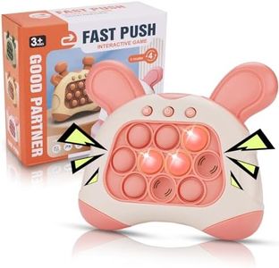 OAKTECH Fast Push Game, Bunny Ear Handheld Speed Push Bubble Game Console, Light up Pop Game Sensory Fidget Toys for Kids, Autism Sensory Toys,Birthday Easter Toy for Boys Girls Adults(Pink)