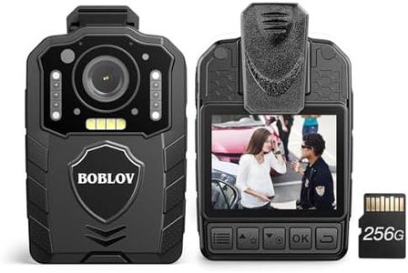 BOBLOV Caméra corporelle KJ25 1080P 256 Go, Batterie intégrée de 3000 mAh pour 13 Heures d'enregistrement vidéo avec Audio, Vision Nocturne, Caméras de Corps pour Les Forces de l'ordre
