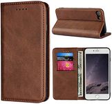 Cavor for iPhone SE 2020/ SE 2022 Case,iPhone 7 8 Case,Cowhide Pattern Leather Magnetic Wallet Case Cover with Card Slots(4.7")-Dark Brown