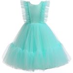 Weileenice Girls Party Dresses Mint Green Ruffle Tulle Wedding Birthday Formal Evening Pageant Kids Puffy Tutu Dress Beads Big Girl Bridesmaid Photo Shoot Evening Princess Dance Prom Ball Gown 7 8