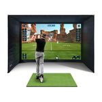 SimSpace Golf Simulator Enclosure with Impact Display Projection Screen, use with all Golf Launch Simulators and Monitors.