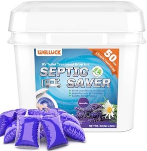 WELLUCK 50 Packs RV Toilet Treatment Drop Ins, Black Tank Deodorizer for Camper, Marine Portable Toilet, Break Down Waste and Tissue, Septic Tank Treatment, Kit for 50 Week（Lavender）