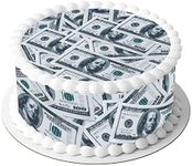 50Pcs Edible 100 Dollar Bill Image Cupcake Toppers Wafer Paper Fake Money Cake Decoration for Baby Shower Birthday Anniversary Party Supplies