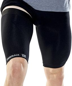 Zensah Thigh Compression Sleeve – Hamstring Support, Quad Wrap for Men and Women - Great for Running, Sports, Groin Pulls (Small, Midnight Black)